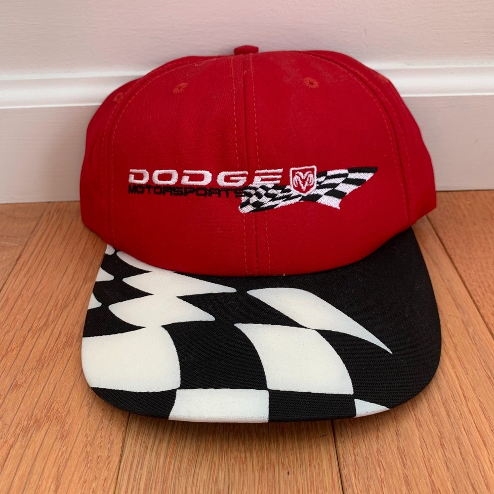 Vintage NWOT‎ Made in USA 90s Dodge Motorsports Racing Red Snap Back Hat